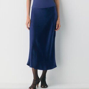 Aritzia Babaton Blue Silk Midi Skirt - Size 8